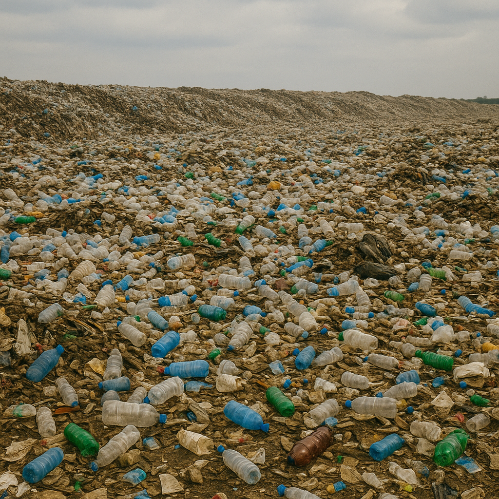Landfill full of plastic waste