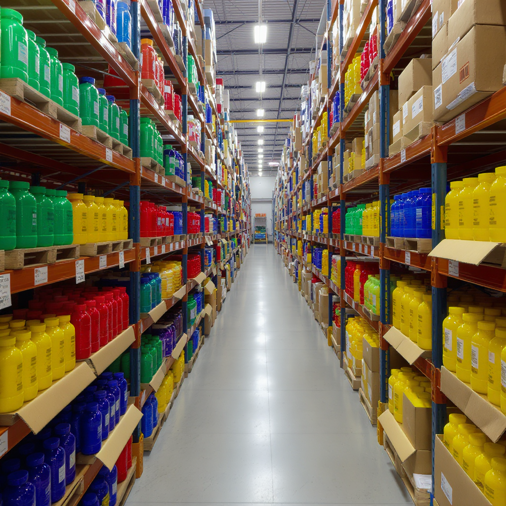 Bottles on shelf at manufacturer